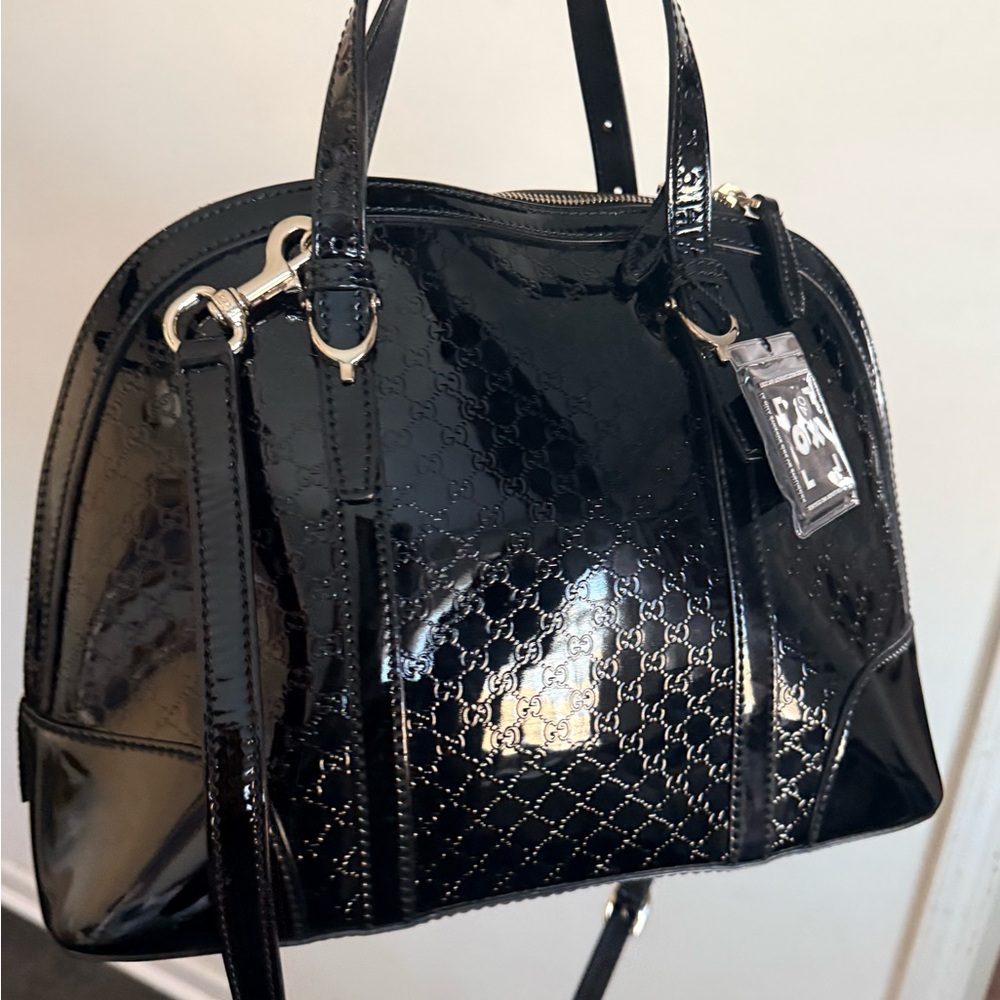 Gucci Black Patent Leather Satchel